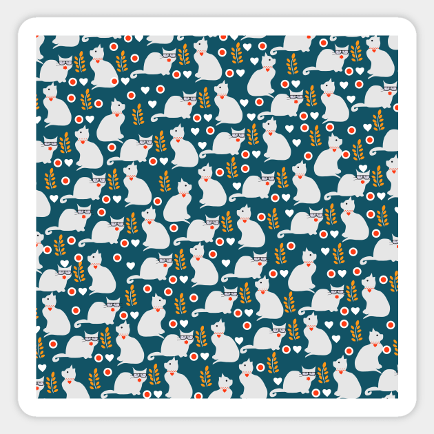 Romantic cat pattern Sticker by cocodes
